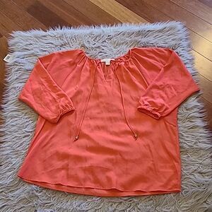 Michael Michael kors womens coral polyester flowy balloon sleeve shirt